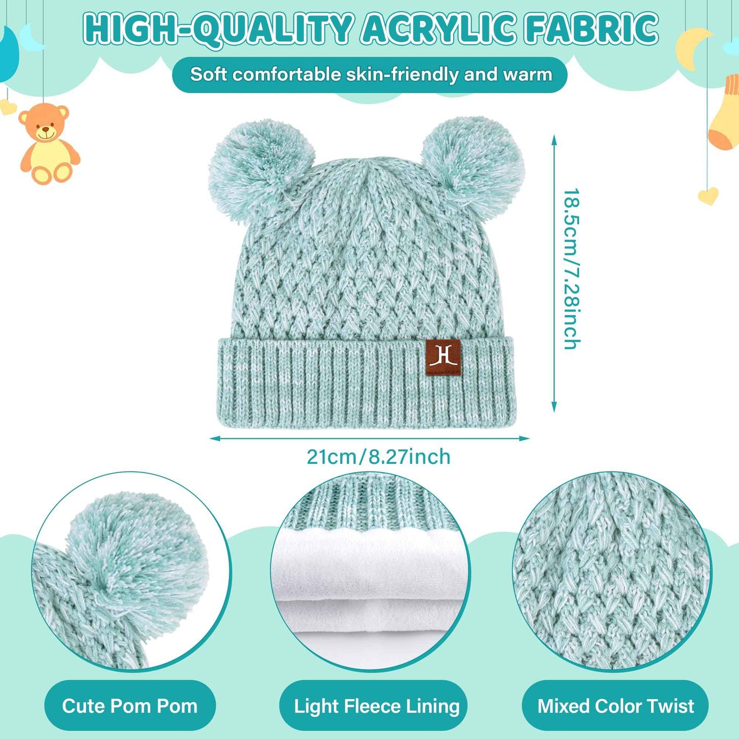 Children's Winter Hat Loop Scarf Touchscreen Gloves Set 2 3 4 5 6 7 Years Toddler Winter Hat Beanie Tube Scarf Knitted Pom Hats Gift Girls Boys