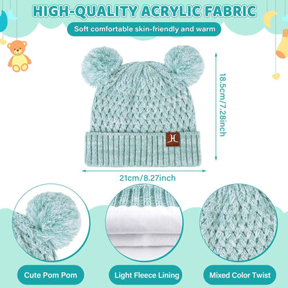 Children's Winter Hat Loop Scarf Touchscreen Gloves Set 2 3 4 5 6 7 Years Toddler Winter Hat Beanie Tube Scarf Knitted Pom Hats Gift Girls Boys