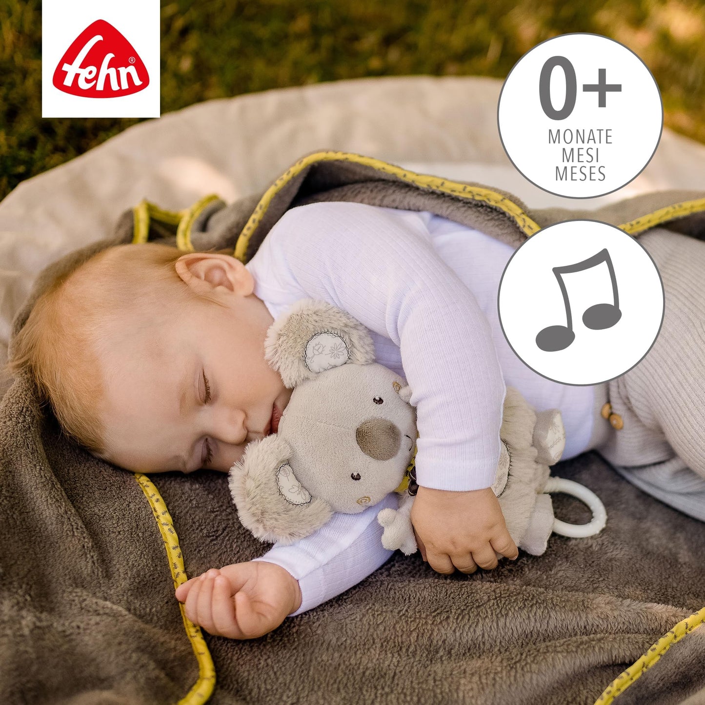Fehn 154566 Music clock star - catch-up music box with removable playground for hanging on bed, stroller or baby bowl, for babies and toddlers from 0+ months, star, babylove, about 20cm