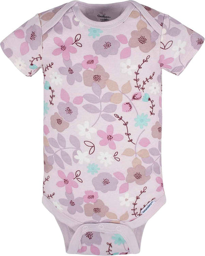 Baby-Mädchen 8er-Pack kurzärmlige Onesies-Bodys, Lavendelgarten, Neugeboren