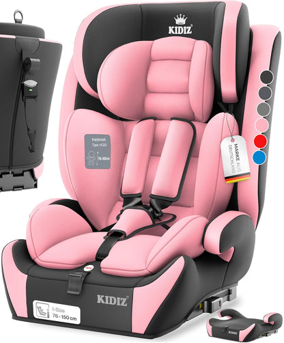 Autokindersitz mit Isofix i-Size R129 100-150cm bis 12 Jahre, Kinderautositz Gruppe 1/2/3, mitwachsender Kindersitz, 5-Punkt-Gurt & höhenverstellbare Kopfstütze, Sitzerhöhung Auto, Schwarz