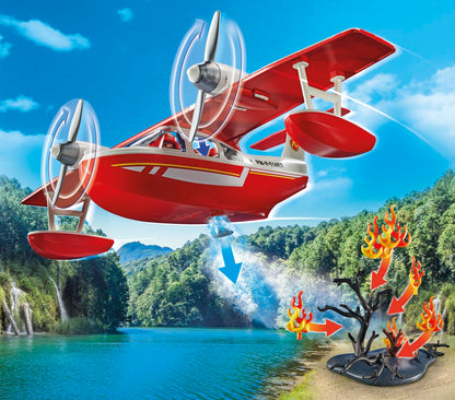 PLAYMOBIL Action Heroes 71464 Fire Boat with Aqua Scooter, Exciting Water Rescue, Includes Diving Goggles, Flippers and Life Jacket, Realistic Toy for Children from 4 Years