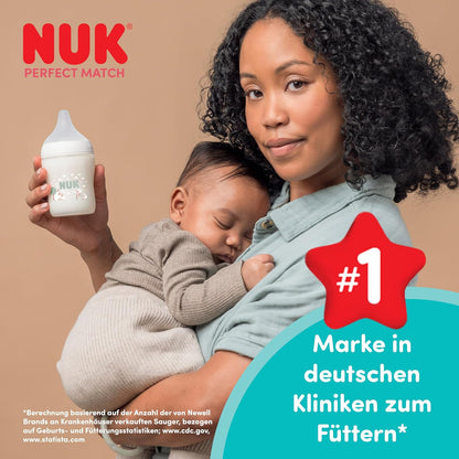 NUK First Choice+ Baby Bottle Starter Set | 0–6 months | 4 bottles with Temperature Control &amp; Bottle Box | Anti-Colic Air System | BPA-free | Disney Winnie the Pooh 