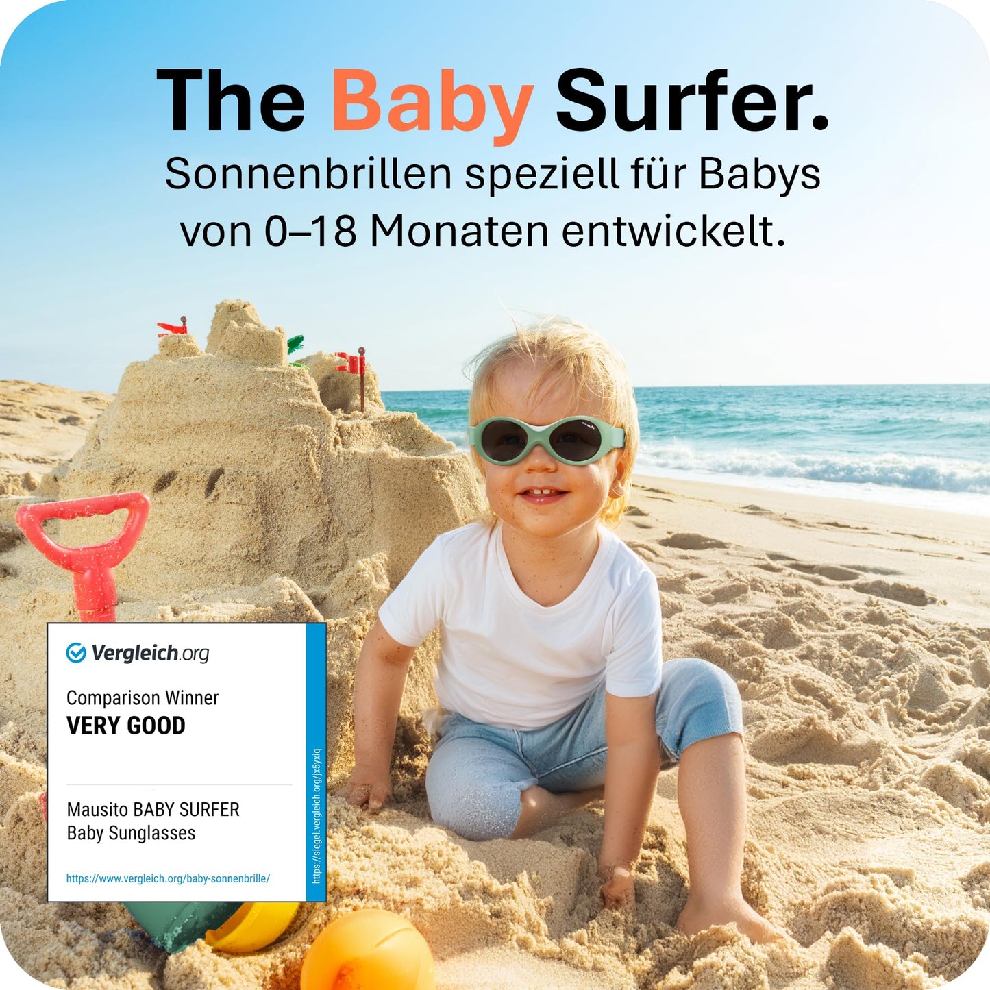 Mausito BABY Sonnenbrille 0-18 Monate Mädchen I VERGLEICHSSIEGER Sonnenbrille Baby 100% UV-Schutz I BIEGSAM & verstellbares Band I Schadstofffrei I Europäisches Design für Kinder gemacht