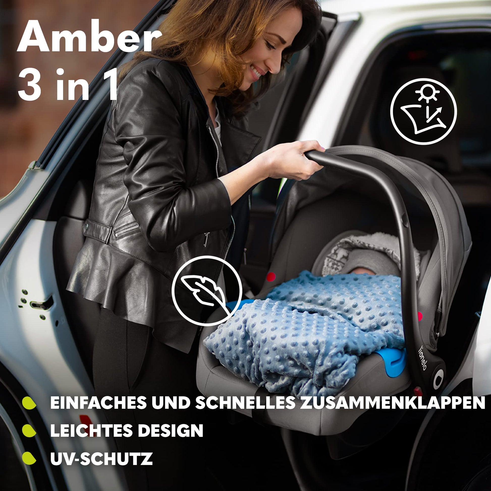 LIONELO MERIL 3-in-1 Multifunktionaler Kinderwagen 0-48 Monate Bis zu 22 kg, Babywanne bis zu 9 kg, Kindersitz bis zu 13 kg, Geländeräder 360°, Vollfederung, XXL-Verdeck mit UPF50+ - Meloni2