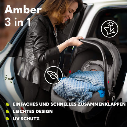 LIONELO MERIL 3-in-1 Multifunktionaler Kinderwagen 0-48 Monate Bis zu 22 kg, Babywanne bis zu 9 kg, Kindersitz bis zu 13 kg, Geländeräder 360°, Vollfederung, XXL-Verdeck mit UPF50+ - Meloni2