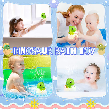 Dinosaur Bath Toys for Baby,Light Up Bath Toys for Toddlers,Sprinkler Bathtub Toys Spray Fountain Water Pool Toys,Baby Infant Kids Birthday Shower Gifts,Green