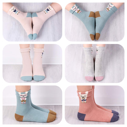 L&K-II 10/12 Paar Kinder Mädchen Socken mit niedlichen Herzmustern Kids Füßlinge Sneakersocken bunt 2825