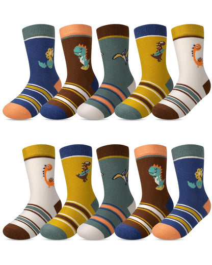 Kyopp 10 Paar Socken Kinder Mädchen und Jungen Klassisch Socken Lustig Cotton Socken Crew Socks Winter/Sommer