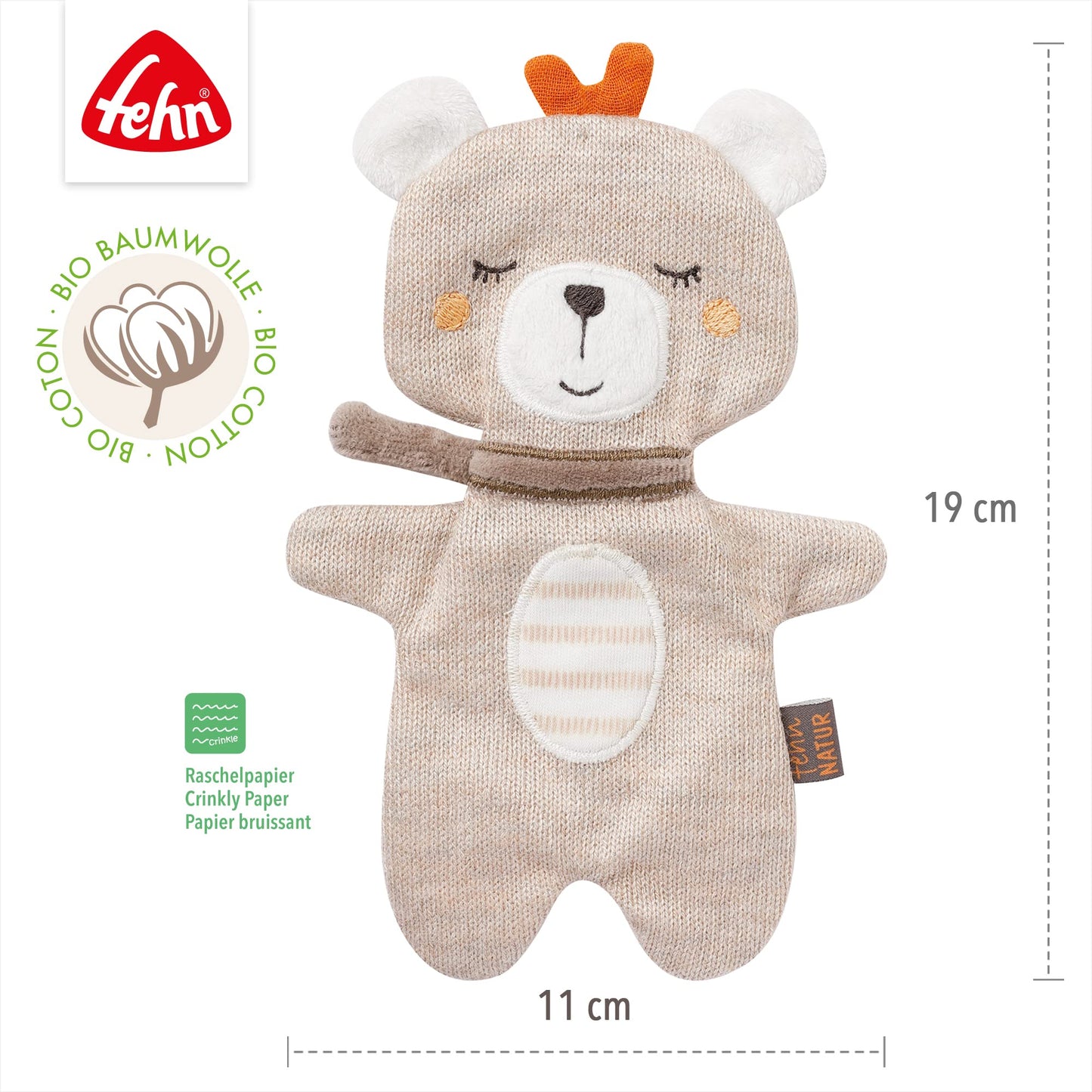 Fehn Knister Seestern – Activity Baby Raschel Spielzeug zum Greifen und Spielen - Activity-Rascheltier Babyspielzeug - Motorikspielzeug & Knisterspielzeug für Babys und Kleinkinder ab 0+ Monaten