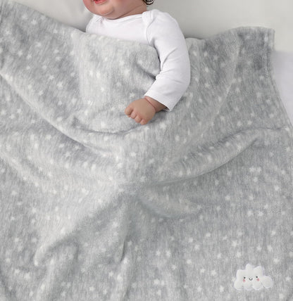 CREVENT Kleine Flauschige warme Baby-Überwurfdecke für Jungen, Kleinkinder, Kinderbett, Kinderwagen, 75 cm x 100 cm, graue Wolke