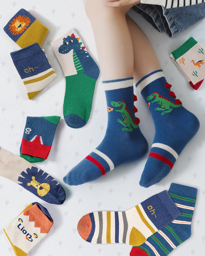 Kyopp 10 Paar Socken Kinder Mädchen und Jungen Funny Socken Lustig Animals Cotton Socken Crew Socks Winter/Sommer