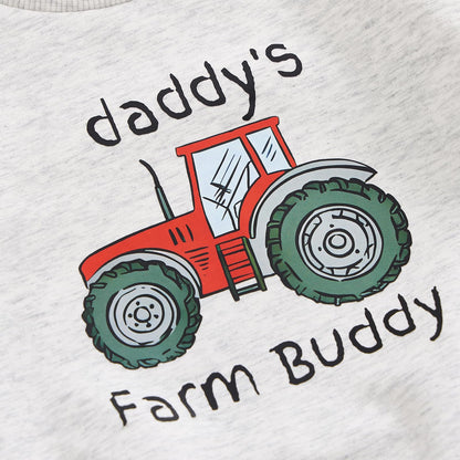 Baby-Frühlings-Outfit für Jungen, Trainingsanzüge mit Traktor-/Auto-Print, Sweatshirts mit langen Ärmeln mit Autodruck + elastische Kordelzughose, 2-teiliges Sportbekleidungsset, weiche Traktor-Outfits