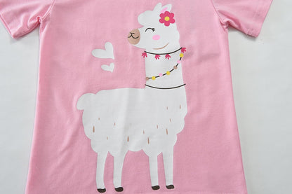 EULLA Mädchen Schlafanzug Kinder Kurz Einhorn Dino Katze Prinzessin Hase Pyjama Set Sommer Kleidung Zweiteiliger Nachtwäsche Baumwolle 92 98 104 110 116 122