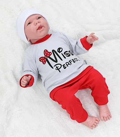 Baby Mädchen Langarm Shirt mit Print Saying Baby Hose Baby Kleidung 2-teiliges Set