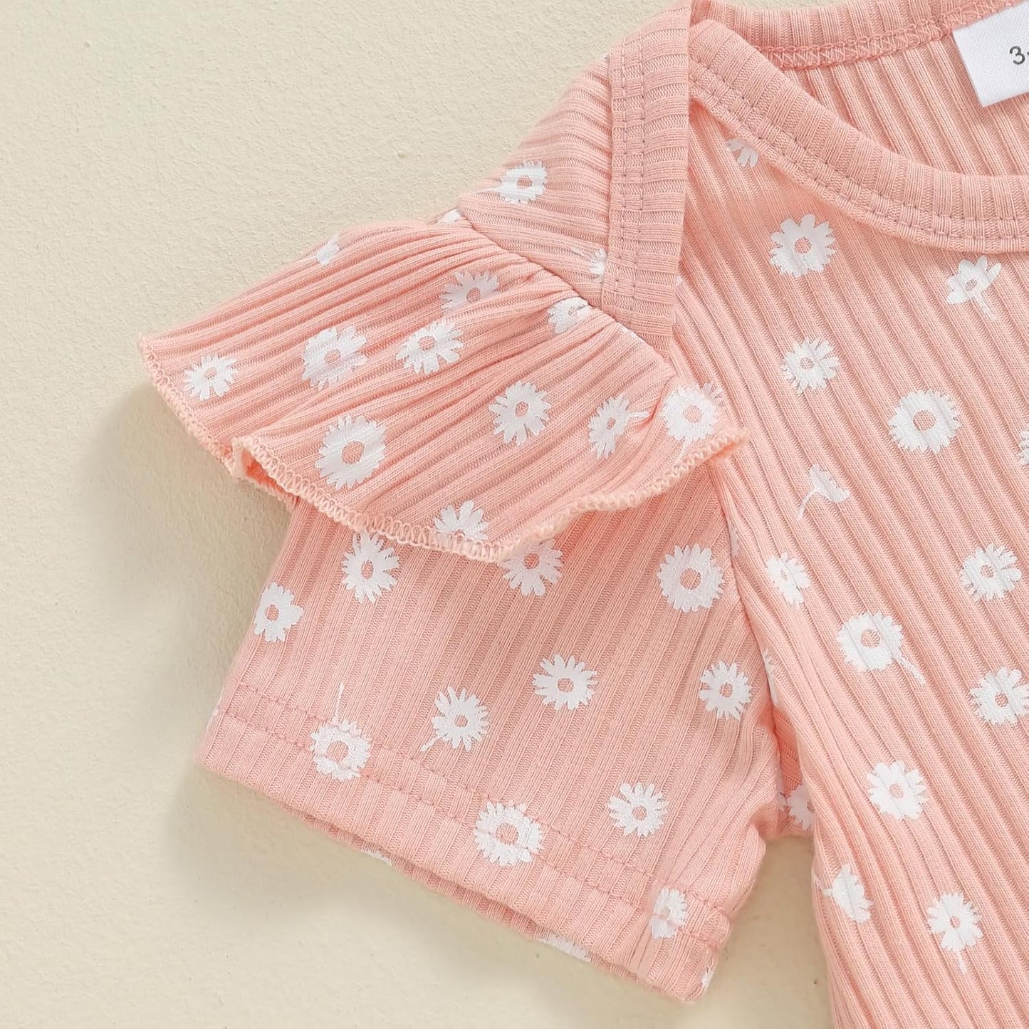 3-teiliges Baby-Mädchen-Sommer-Kleidungsset Rüschen-Kurzarm-Strampler + Rüschen-Shorts + Stirnband Baby-Set Weiches Neugeborenes Ausgehen Outfit