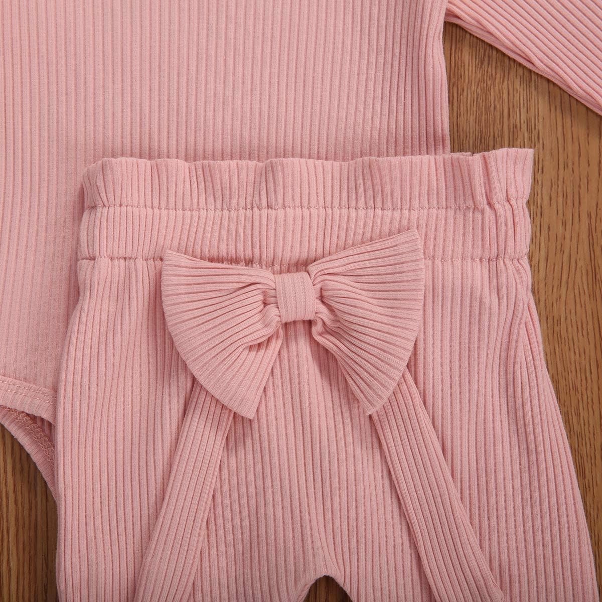 Baby Mädchen Kleidung Set, Weiches Neugeborenes Outfit mit Langarm Bodysuit Strampler, Hose und Stirnband / Hut