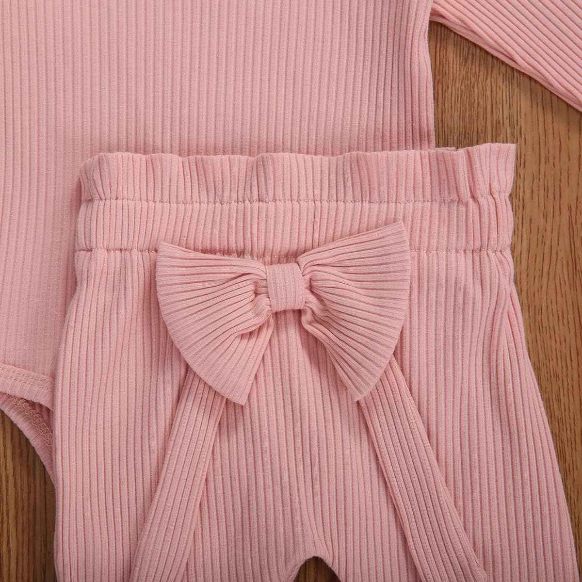 Geagodelia T-45461 Baby Girl Clothing Set, Soft Newborn Outfit with Long-Sleeved Bodysuit Romper, Trousers and Headband / Hat