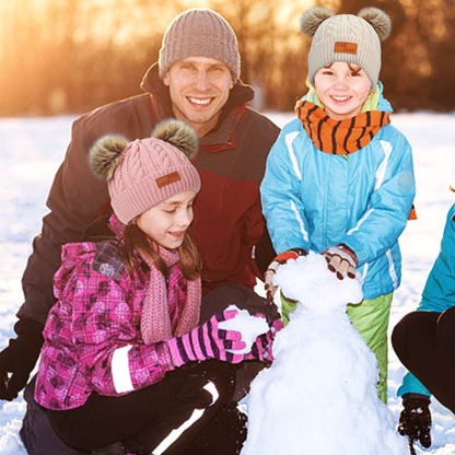 Kinder Wintermütze Schal Handschuhe Set - Strickmütze Beanie Hut für Mädchen Jungen 3-8 Jahre - Warme Winter Bekleidung