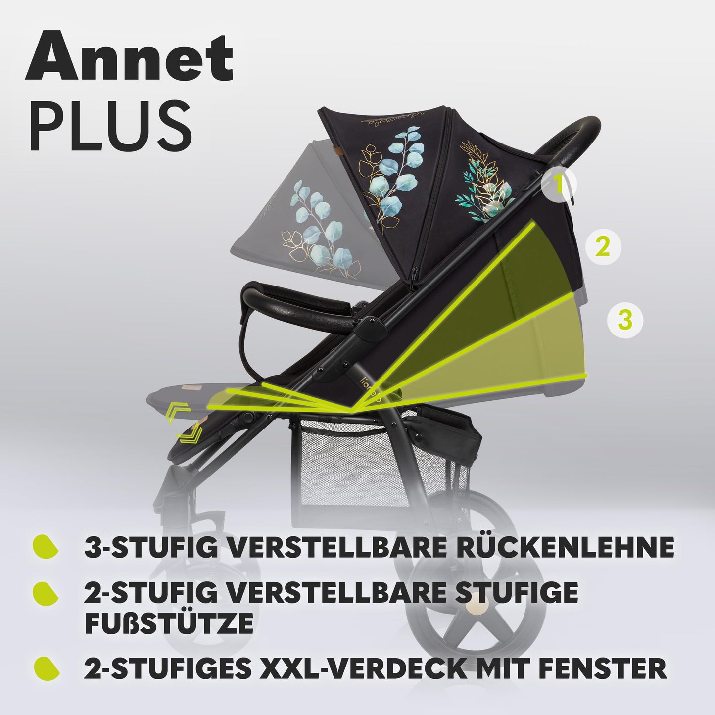 LIONELO Annet Plus Buggy up to 22 kg with Reclining Function, Small Folding Pushchair with Accessories, EVA Foam Wheels, Mosquito Net, Foot Cover Drink Holder, Basket Dreamin