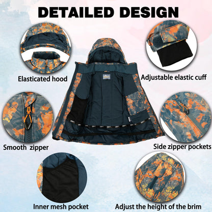SMONTY SNOWER Boys' Snowsuit with Removable Hood, Ski Suit, Extra Warm, Winter Suit