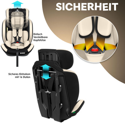 KIDIZ® Autokindersitz Kinderautositz Gruppe 1+2+3 9-36 kg 5-Punkt-Sicherheitsgurt, Autositz, Kindersitz, Einstellbare Kopfstütze, Mitwachsende Sitzerhöhung 1-12 Jahre, Stabil und Sicher