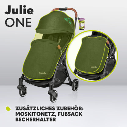 LIONELO Julie One Buggy Pushchair up to 22 kg, Adjustable Backrest and Footrest, Mosquito Net, Leg Warmer, Drink Holder and Transport Bag, Foldable