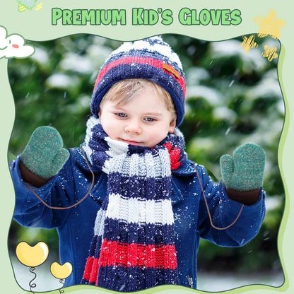 Becellen Fäustlinge Baby, Warme Weiche Kleinkind Strickhandschuhe mit Schlüsselband Niedliche Cartoon-Musterdesign Fäustlinge Baby Doppelt Winter Handschuhe für 0-3 Jahre Jungen Mädchen