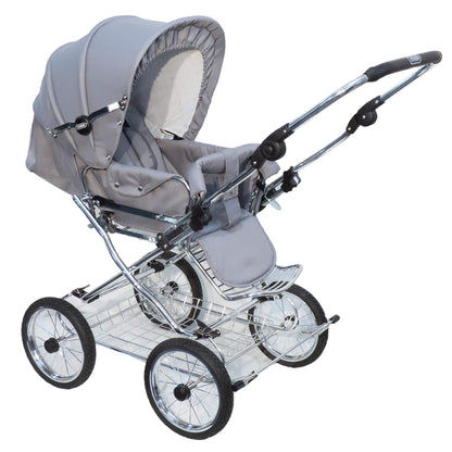EICHHORN Kinderwagen Retro buggy sports buggy with leather strap frame and slider height adjustment, changeable viewing direction, fabric grey (EVA wheel)