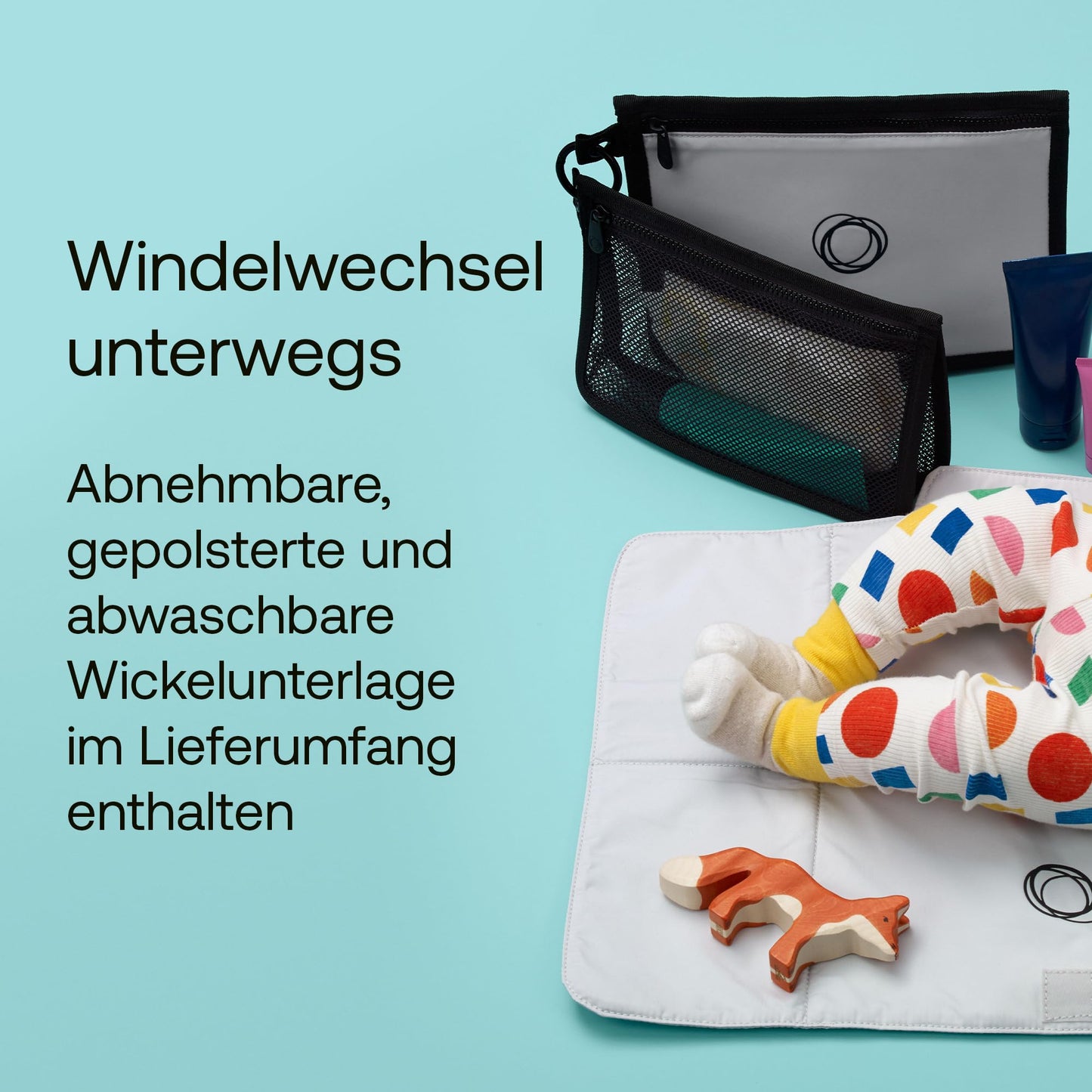 Bugaboo Wickelrucksack, Wasserabweisende Tasche aus nachhaltigem Material, Einfach zu reinigen, mit Wickelunterlage und isolierter Halterung für Flaschen, Midnight Black
