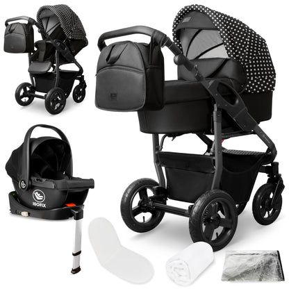 Bergsteiger Capri 3-in-1 Combination Pushchair - Baby Carrier, Sports Seat & i-Size Baby Seat, Pneumatic Tyres, Suspension, Height-Adjustable Handle, Foldable, Accessories