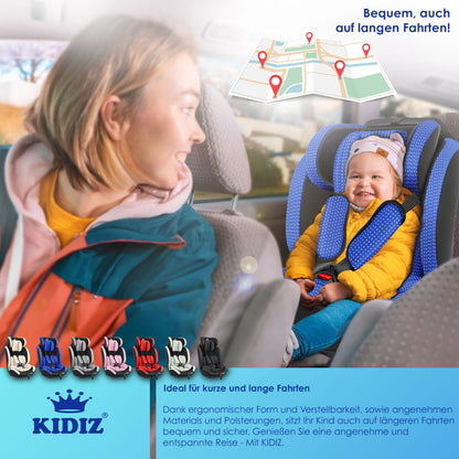 KIDIZ® Autokindersitz Triangle Premium Kindersitz Kinderautositz | Autositz Sitzschale | 9 kg - 36 kg 1-12 Jahre | Gruppe 1/2/3 | universal | zugelassen nach ECE R129/03 | mit Isofix