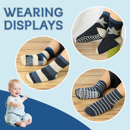 KOWAYI Stoppersocken Kinder 5/10 Paar ABS Rutschsocken Kinder Jungen, Mädchen, Baby Antirutschsocken 1-7 Jahre Grip Socken