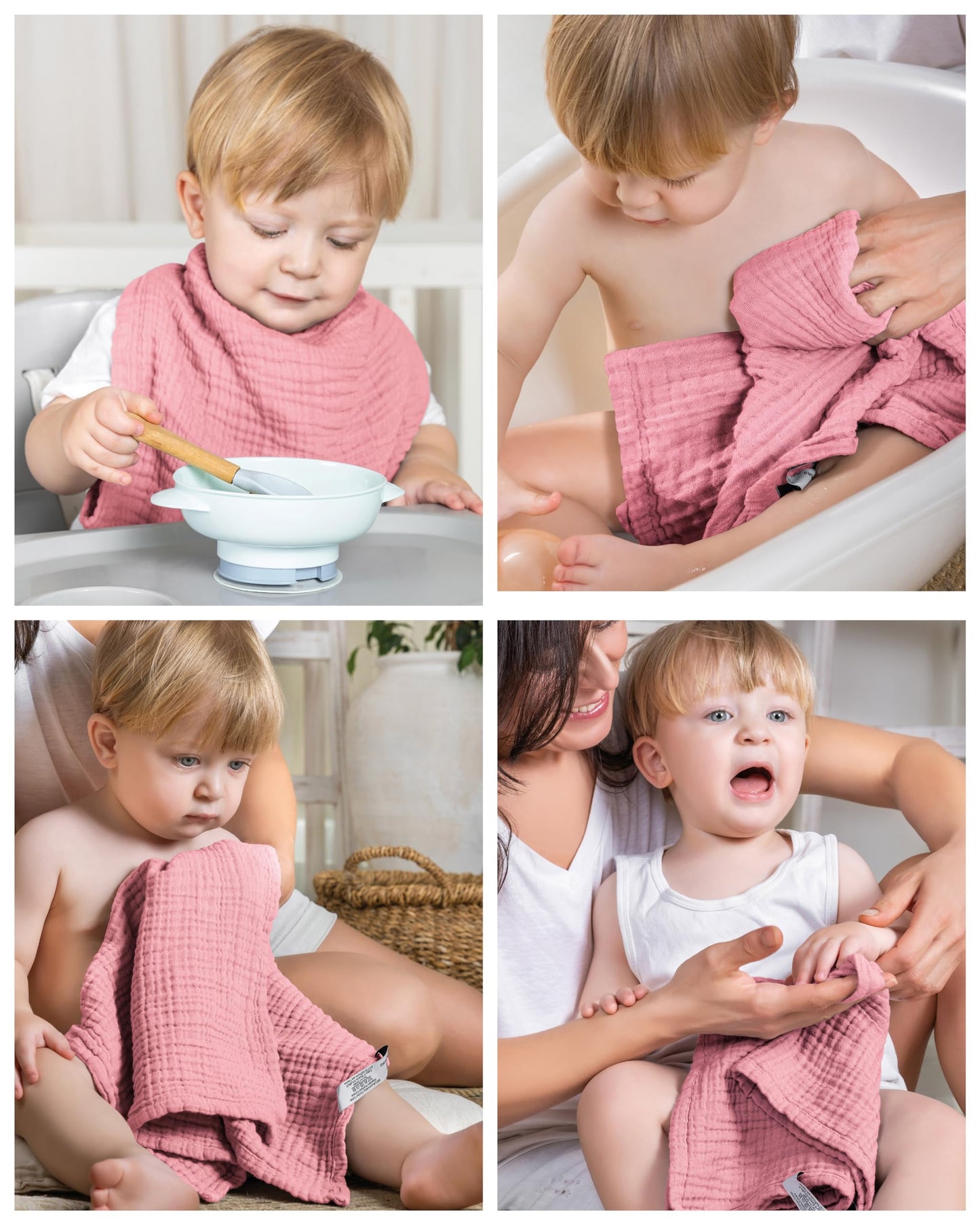 LAYNENBURG 10er-Set Premium Spucktücher Baby aus extra weichem Musselin - 100% Baumwolle - 30x50cm - Oeko Tex 100 - Musselin-tücher als Mulltücher, Mullwindeln oder Stoffwindeln (weiß)