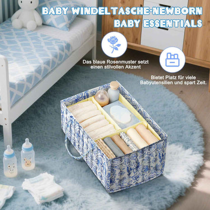 Changing Table Organiser, Baby Changing Table Organiser, Nappy Bag with Compartments and Handles, Newborn Baby Essentials, Gift Basket for Changing Children, Storage Basket for Changing Table