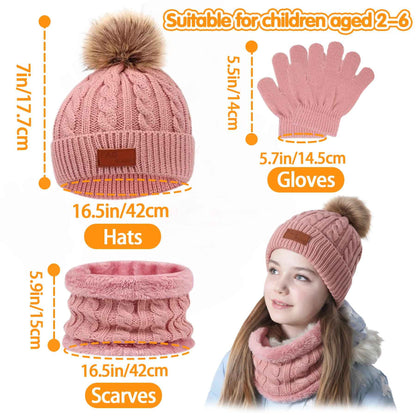 3-in-1 Children's Winter Hat Scarf Gloves Set