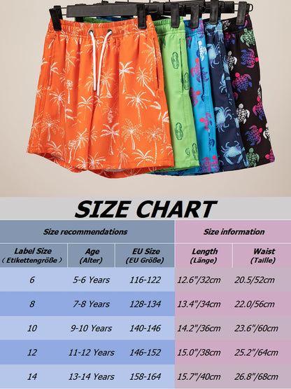 CALBOUNT Boys' Swimming Shorts Printed Quick Dry Swim Shorts with Inner Shorts 