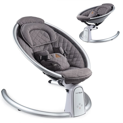 Hot Mom Cotton Baby Rocker, Baby Cradle with 5 Vibration Amplitudes, Bluetooth Music, Lightweight Baby Rocking Chair with Smoother Rocking Movement, Dark Grey