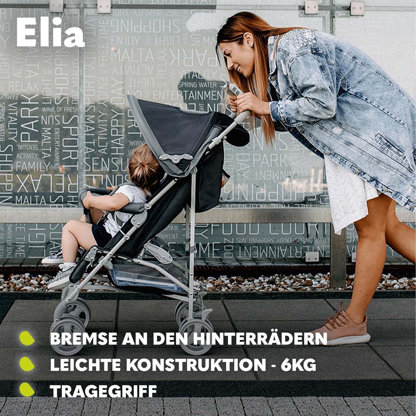 LIONELO Elia Buggy Small Foldable Pushchair up to 15 kg, Back and Footrest Adjustment, Rear Wheel Brake, Mosquito Net, Shopping Basket - Meloni2