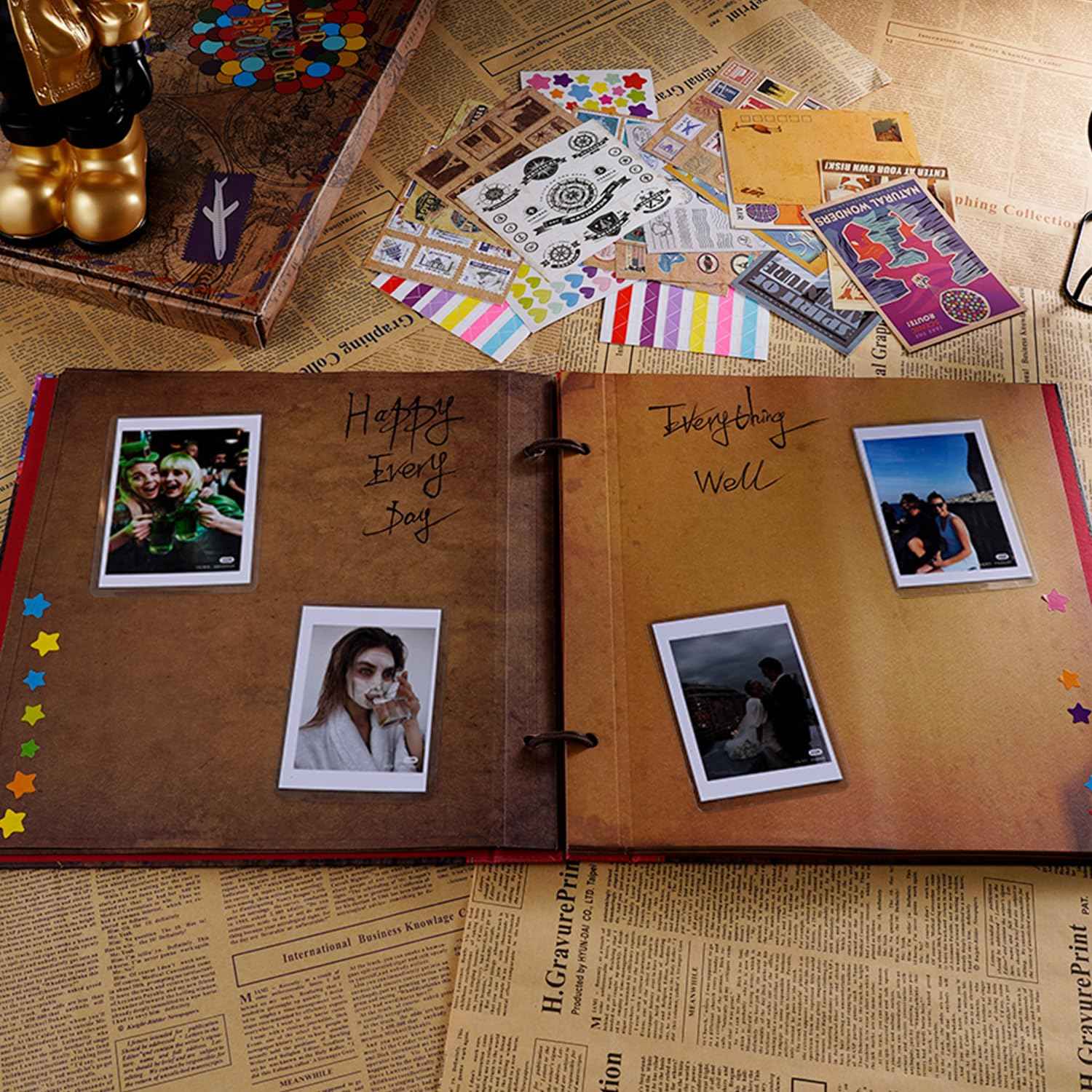 Unser Abenteuer Buch Album Foto Scrapbooking 12,3 x 12,1 Zoll, Abenteuer Buch Fotoalbum 60 Seiten, Fotoalbum für DIY Jahrestag für Männer, Kreative Geschenke Valentinstag