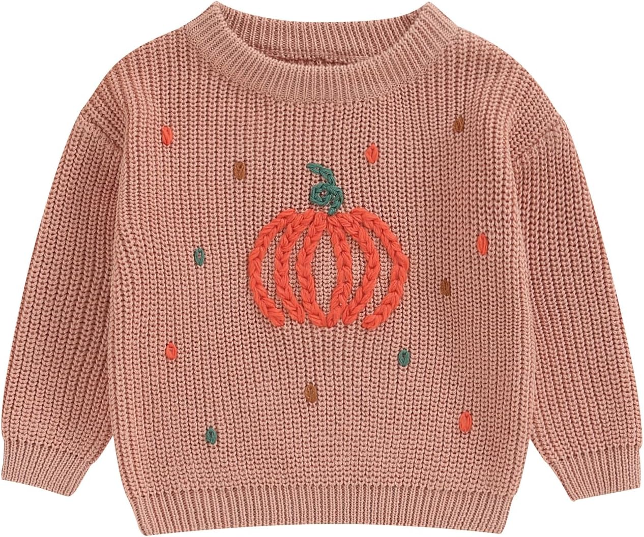 Yassiglia Baby Halloween Strickpullover Kleinkinder Kürbis/Geist Sweatshirt Langarm Rundhals Gestrickter Pullover Neugeborenes Baby My First Halloween Outfit