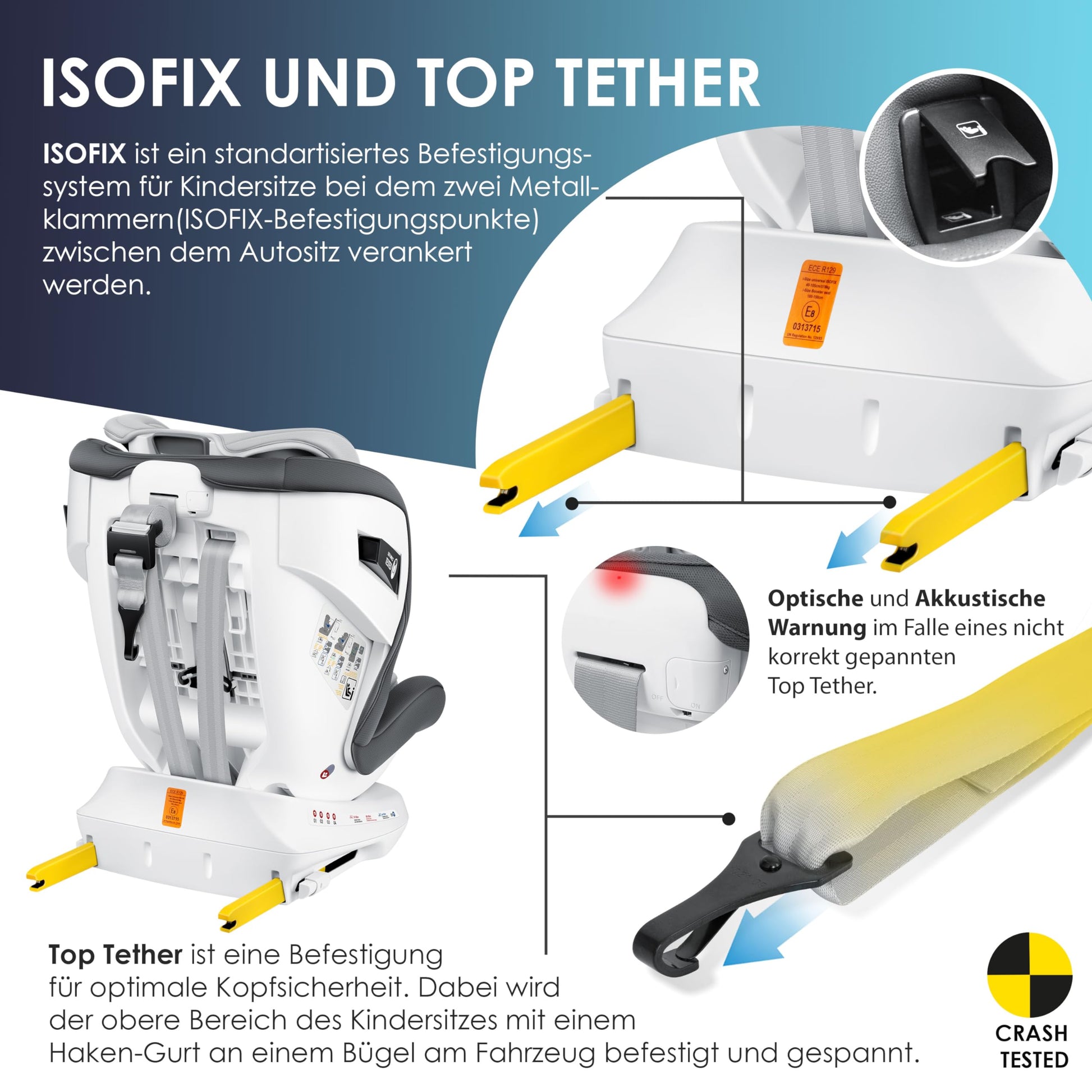 KIDIZ® Kindersitz Baby Autositz Kinderautositz Isofix Top Tether 360° drehbar Gruppe 0/1/2/3 ab Geburt 0-36kg Mit Sonnenschutzdach Seitenschutz 5 Punkt Gurt Kopfstützenverstellung ECE R129 Grau - Meloni2