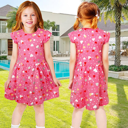 JinBei Mädchen Kleid Baumwolle Rundhals Rüschen Ärmellos Lässige Einhorn Cartoon-Applikationen Blau/Weiße Gestreift Kleidung Kinder Sommer Party Festliches Prinzessin A-Linie Kleider Gr. 98-128
