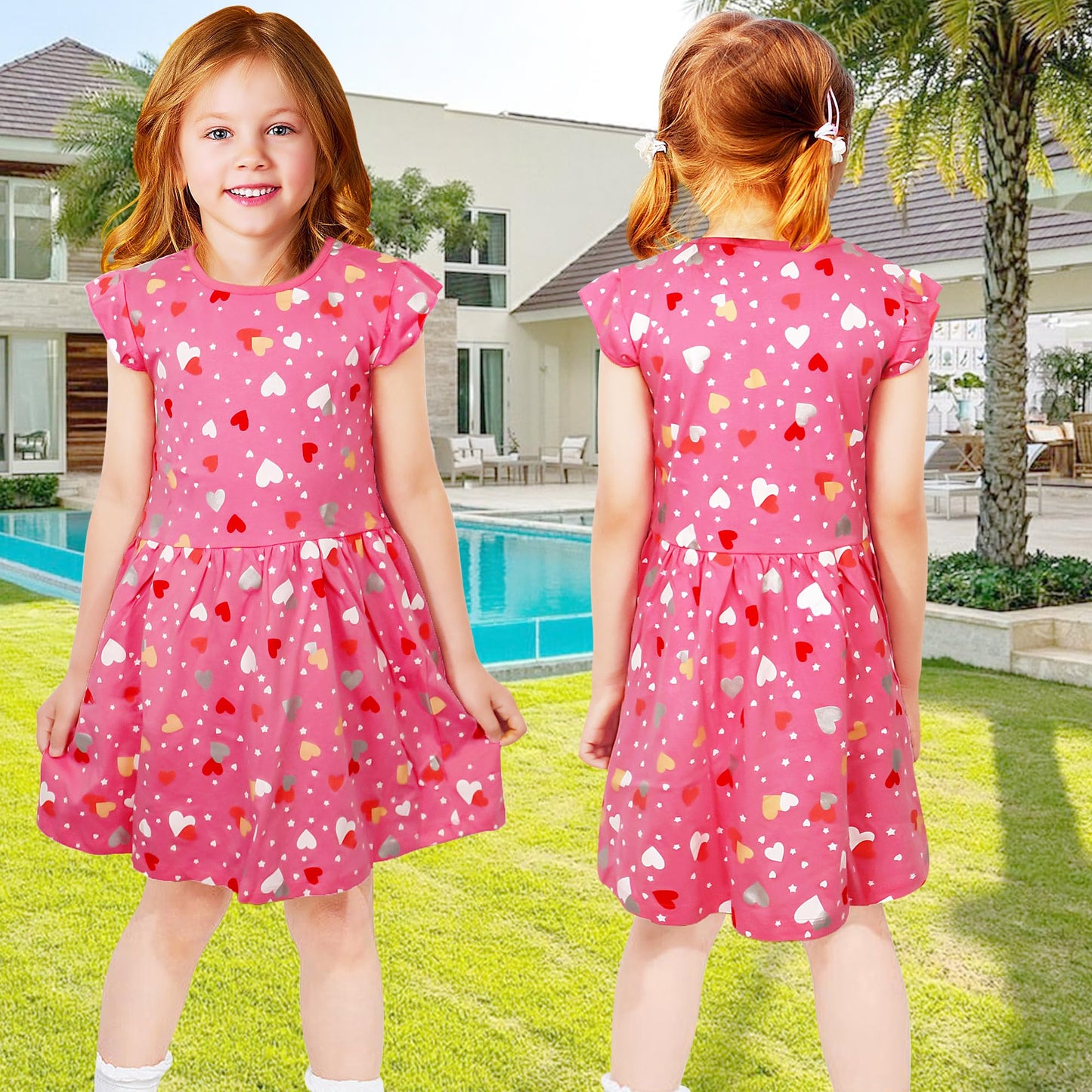 JinBei Mädchen Kleid Baumwolle Rundhals Rüschen Ärmellos Lässige Einhorn Cartoon-Applikationen Blau/Weiße Gestreift Kleidung Kinder Sommer Party Festliches Prinzessin A-Linie Kleider Gr. 98-128