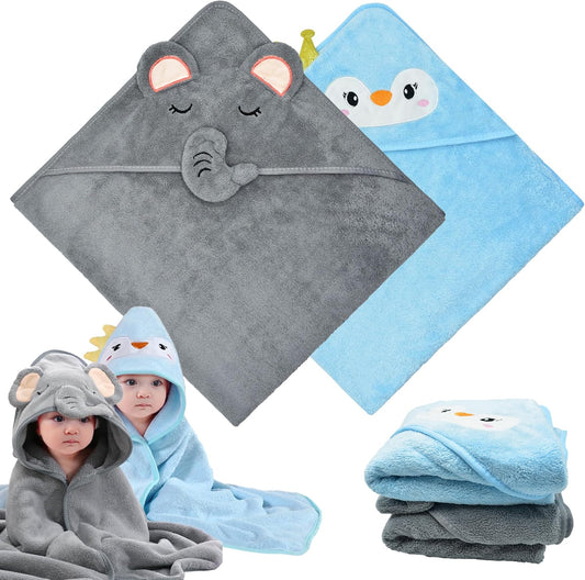 FZSECRIU Pack of 2 80 x 80 cm Hooded Towel Baby, Baby Towel with Hood, Baby Bath Towel, Children's Towel with Hood, Baby Towel Hood, Wash Cloth Baby, Baby Wash Cloth, Baby Gift Boy, Baby Things