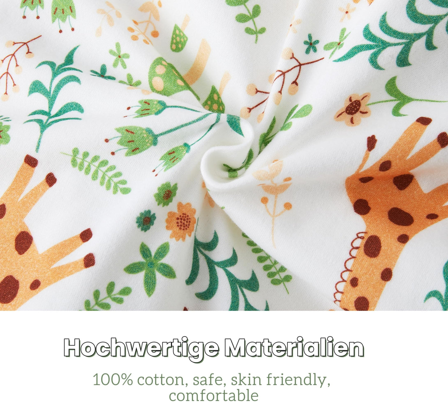 Chilsuessy Children's Sleeping Bag 1.5 Tog Pack of 2 Baby Sleeping Bag Made of 100% Cotton, Baby All-Year Sleeping Bag Pyjamas for Boys and Girls, 1.5 Tog/Elephant Lion + Green, 110 cm / Baby Height