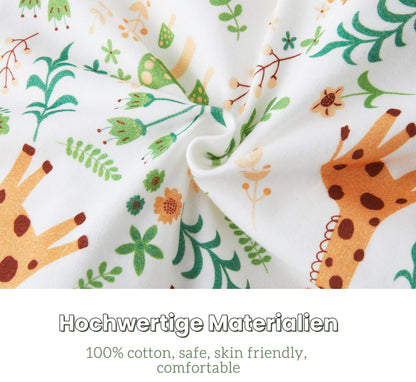 Chilsuessy Children's Sleeping Bag 1.5 Tog Pack of 2 Baby Sleeping Bag Made of 100% Cotton, Baby All-Year Sleeping Bag Pyjamas for Boys and Girls, 1.5 Tog/Elephant Lion + Green, 110 cm / Baby Height