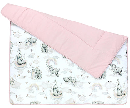 TupTam Krabbeldecke für Baby 120x120 cm - Gepolsterte Spieldecke Baby Baumwolle, XXL, OEKO-TEX, Weich & Hautfreundlich, Farbe: Wald/Beige