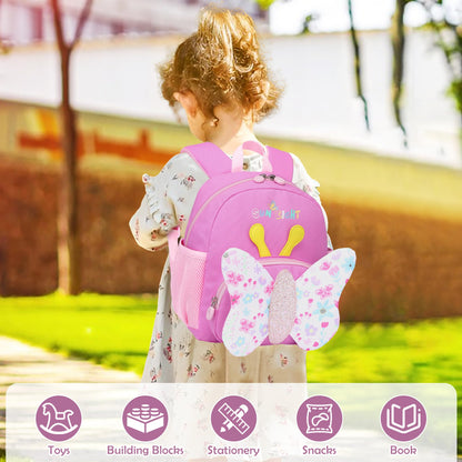 Kinderrucksack Mädchen Kleiner Rucksack Kinder mit Brustgurt, Rosa | Leicht Wasserdicht Vorschule Kleinkind, Schulrucksack Einhorn, Tagesrucksack, Kindergarten Schultasche für 1-5 Jahre