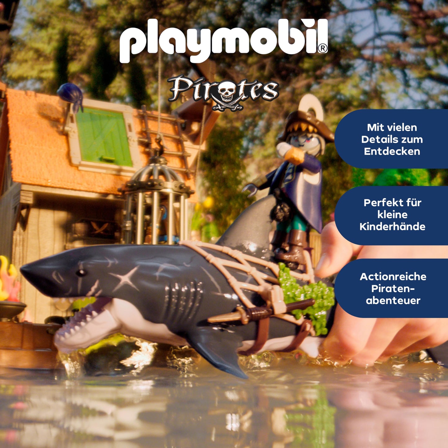 PLAYMOBIL | Pirates | Gefahr durch Riesenhai | Piratenspielzeug | Spielzeugfiguren | Spielzeug für Kinder ab 4 Jahren | 71793
